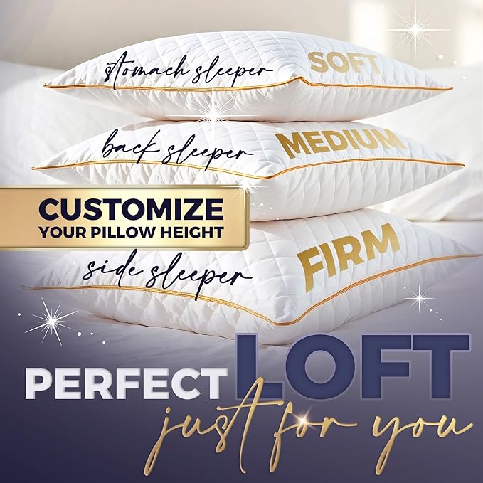 Royal Therapy Queen Memory Foam Pillows 4-Pack - Shredded Memory Foam Pillow for All Sleep Positions - Medium Firm Pillow with Adjustable Loft, Bamboo Rayon Cover, CertiPUR-US, Oeko-TEX Certified