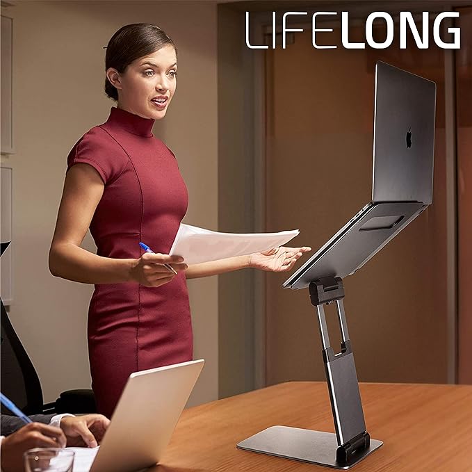 Ergonomic Adjustable Laptop Riser - Fits 10-17 Inch Laptops & MacBooks - Portable Desk Stand