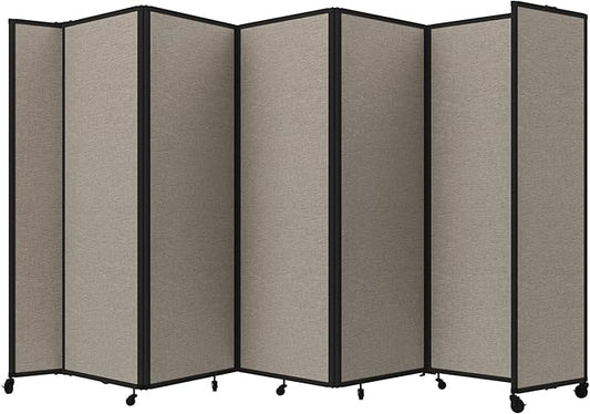 Versare Room Divider 360 Portable Wall Partition | Folding Panels | Large Freestanding Divider | Locking Wheels | Temporary Room Separator