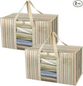 BALEINE 2-Pack Oversized Moving Bags with Reinforced Handles, Heavy-Duty Storage Tote for Clothes, Moving Supplies (Color Stripe with Window, 2-Pack)