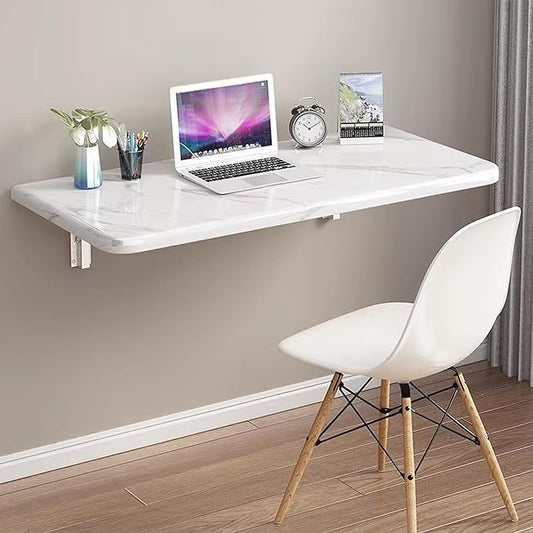 Wall Mounted Folding Table Fold Down Desk for Wall Small Spaces,Hanging Floating Desk for Home Laundry Room, Office,Study Work Bench, Kitchen Dining (White 27.6×15.7inch