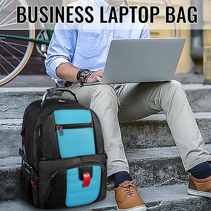 YOREPEK 18.4 Laptop Backpack, Large Backpacks with USB Charger Port, TSA Friendly Flight Approved Weekend Carry on Backpack with Luggage Strap for Men and Women, Blue