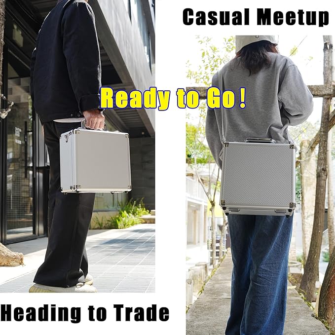 Multi color Card Storage Hard Case, Sports Card Collection Boxes,Trading Cards Cabinet, Card Holder, Toploader Box (Silver, Medium)