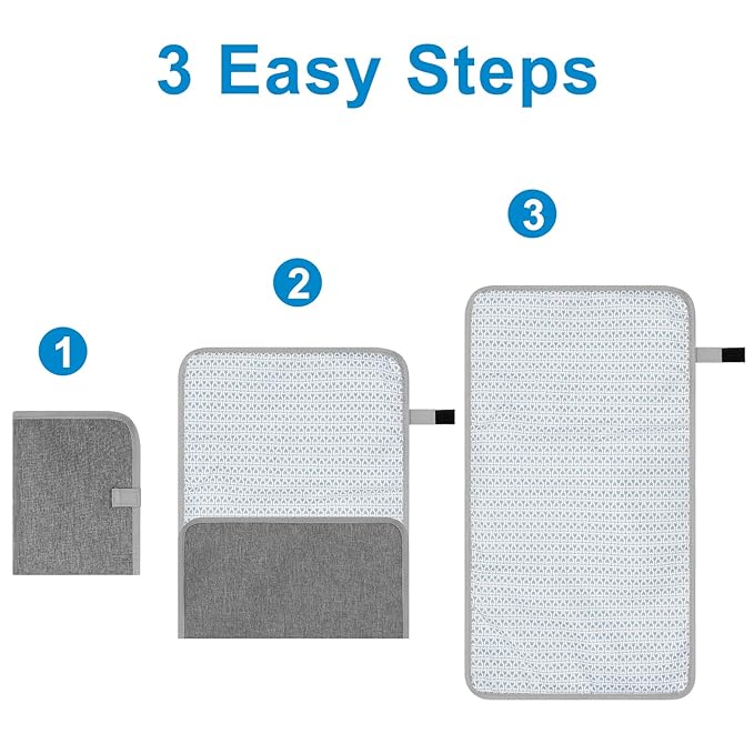 Accmor Portable Diaper Changing Pad, Waterproof Baby Changing Mat, Foldable Portable Travel Changing Pads for Baby, Grey