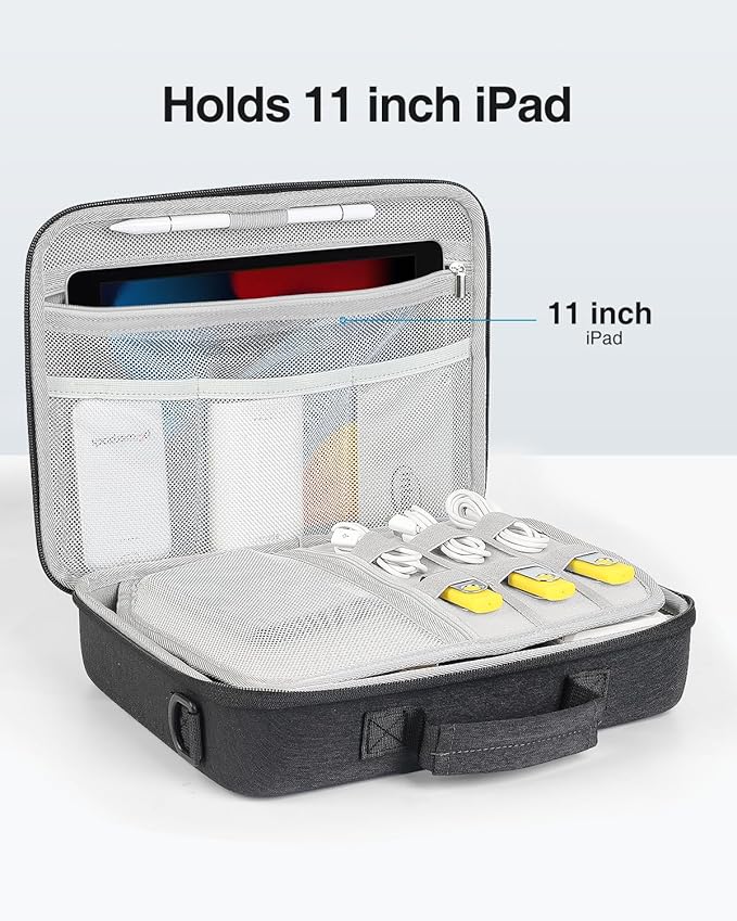 Luxtude Electronics Organizer Travel Case Large, Tech Organizers Travel Case, Hard Charger Organizers, Portable Cable Organizer, Travel Essentials for Charger/Mouse/Cash/Card, Tech Gifts