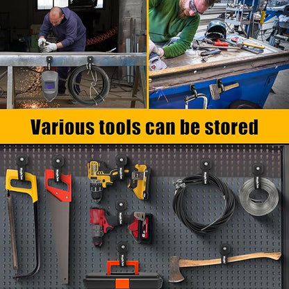 2 Pack Heavy Duty Magnetic Hook Straps for Extension Cords, Powerful Cruise Garage Storage Hook Ties for Hanging Cables, Garden Hoses Ropes, Workshop Tool Box Magnet Organize Hangers for Tools