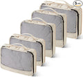 5 Pcs Packing Cubes for Suitcase Large Travel Cubes Carry on Luggage Organizer Bags for Clothes Accessories(Mixed,Khaki)