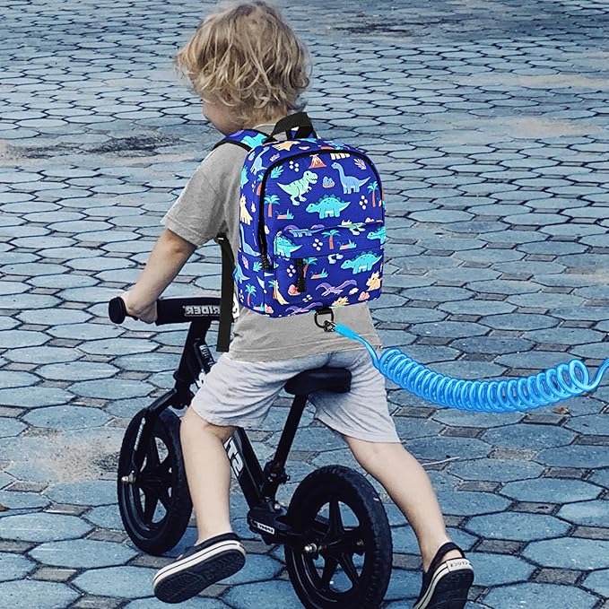 Accmor Toddler Backpack Leash, Cute Dinosaur Kids Backpack with Anti Lost Wrist Link, Mini Child Backpack Leash Walking Harness for Outdoor Travel, Adorable Backpack Tether for Baby Boys 1-3