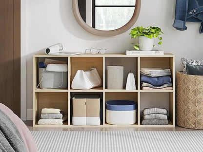 Signature Design by Ashley Piperton Contemporary 4-Tier Floor Standing 8 Cube Organizer, Wood, Works with 10.5" W x 10.5" D x 11" H Storage Bin (Sold Separately), Light Brown