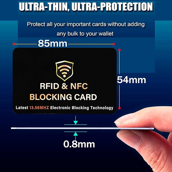 SaiTech IT 20 Pack RFID Blocking Card, One Card Protects Entire Wallet Purse, NFC Contactless Bank Debit Credit Card Protector ID ATM Guard Card Blocker–(Black)