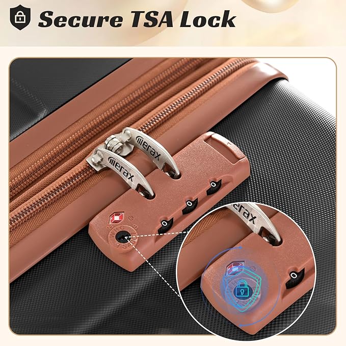 Merax 28 Inch Checked-Large Luggage with Wheels Aluminum Alloy Corner Hard Shell Suitcase TSA Luggage Suitcases for Travel Woman Men(Black Brown)