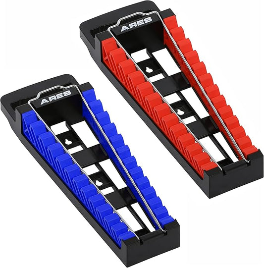 ARES 62043-2-Piece Wrench Rack Set with Locking Bar - SAE Rack Holds 1/4-Inch to 1-Inch Sizes - Metric Holds 6 to 25mm Sizes - Locking Metal Clip Secures Wrenches