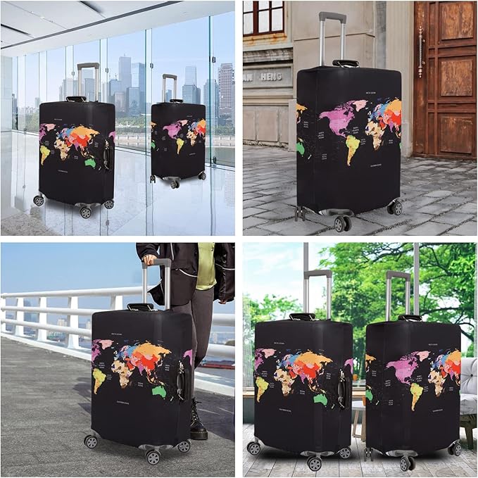 MosaiRudo Thicker Luggage Cover Elastic Suitcase Cover Protector Fits 18-32 Inch Suitcase Travel Accessories (TKM0042, M)