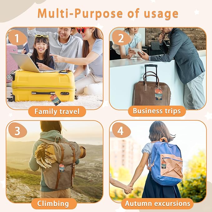 2 Pcs Luggage Tags for Suitcase,Tropical Palm Ocean Landscape Vintage Luggage Tag Name Id Labels with Privacy Cover for Travel Backpack Women Men