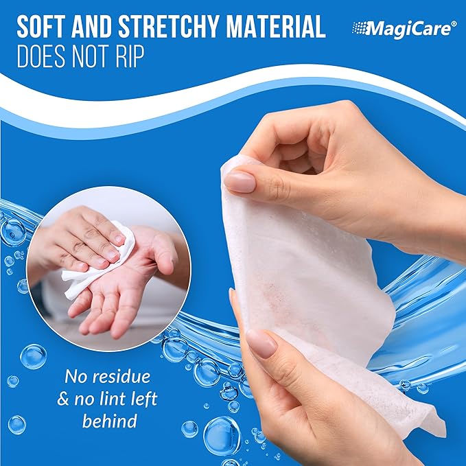 MagiCare 75% Alcohol Hand Sanitizing Wipes (Travel Wipes, 10 Packs) - Premium, Unscented, Large Alcohol Wipes - Hand Wipes Travel Size - Bag, Purse, Car - 10 Packs of 20 (200 Hand Sanitizer Wipes)