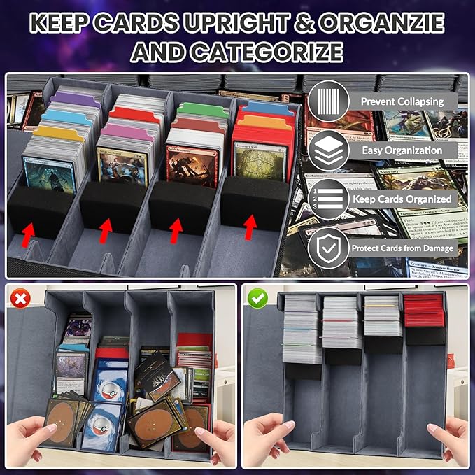AOBOPLE Trading Card Storage Box,3200+ Card Box Storage with 24 Dividers and 4 Foam Supporters PU Leather Magnetic Cards Deck Case for MTG,TCG, Magic and Sport Cards,Great Gift for Card Collectors