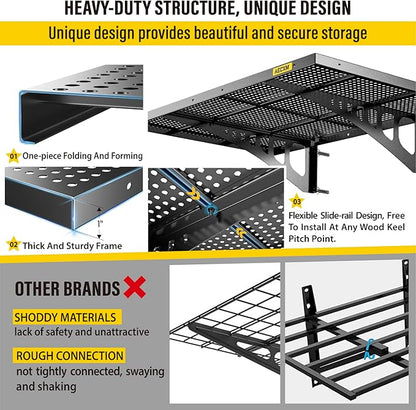 2-Pack 2x3ft Adjustable Garage Wall Shelving 560lbs Load Capacity Heavy Duty Wall Mounted Storage Shelf Metal Floating Shelves for Garage(Black)
