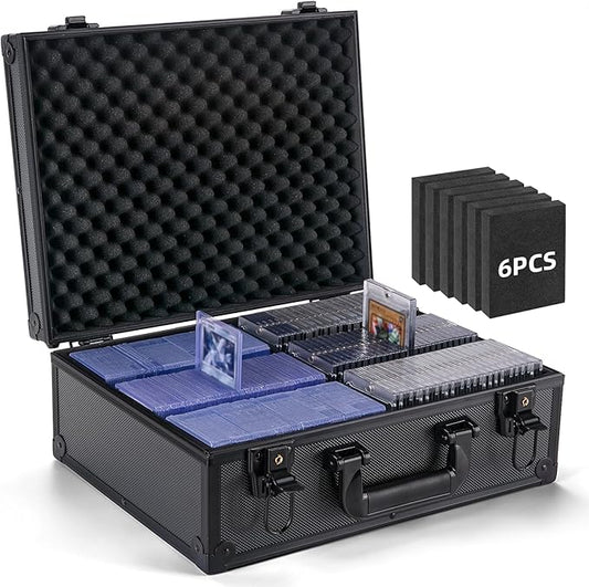 Trading Card Storage Box for 3" X 4" 35pt Toploaders 600+, Sturdy Secure Large Capacity Hard Case with 6 Foam Stoppers, Fits Toploader Magnetic Holders MTG Baseball Sports Card Storage Box Case