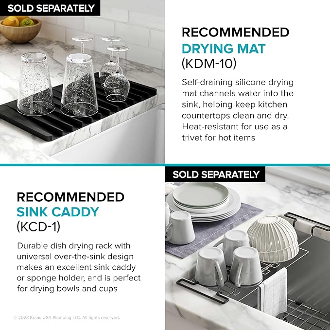 KRAUS Kore 17-Inch Undermount Workstation 16 Gauge Single Bowl Stainless Steel Bar Kitchen Sink with Accessories, KWU111-17