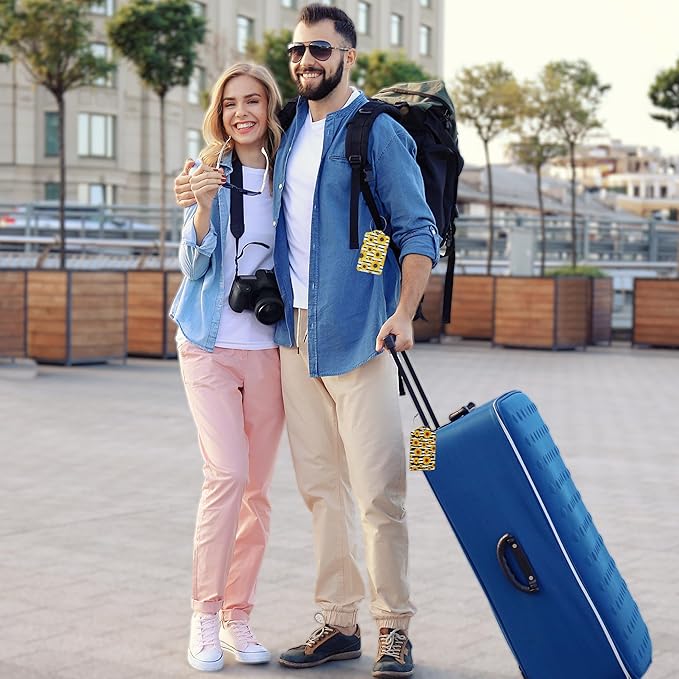2 Pack Luggage Tag for Suitcase,Sunflowers Striped Leather Suitcase Tags Identifiers with Privacy Name Address Labels and Durable Steel Loop for Women Men Travel