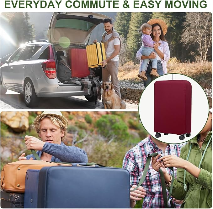 PATIKIL Luggage Cover, Suitcases Covers Elastic Carry on Cover Protector Washable Scratch-Resistant Fits 26-27 Inch Luggage for Travel Business Trips, Wine Red
