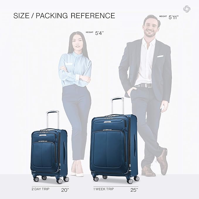 Samsonite Solyte DLX Softside Expandable Luggage with Spinner Wheels, Mediterranean Blue, 2-Piece Set (20/25)