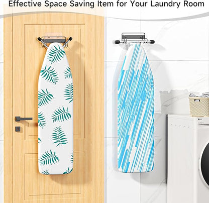 Ironing Board Hanger Wall Mount, Ironing Board Holder for T or Y Leg, Stainless Steel Iron Board Hanger, Laundry Room Wall Hook for Iron Board Holder (Black)