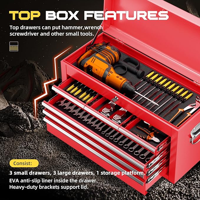 8-Drawer Rolling Tool Chest with Lock, Detachable Tool Cabinet Cart with Wheels, High-Capacity Mechanic Tool Organizer for Garage Workshop Warehouse Storage