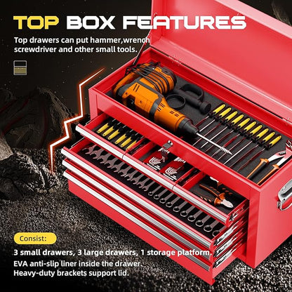 8-Drawer Rolling Tool Chest with Lock, Detachable Tool Cabinet Cart with Wheels, High-Capacity Mechanic Tool Organizer for Garage Workshop Warehouse Storage