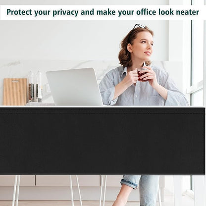 48" Under Desk Privacy Panel with Cable Management Organizer Sleeve Self-Adhesive Modesty Panel for Cord Organizer Pockets and Desk Skirt for Home Office or Standing Workstation