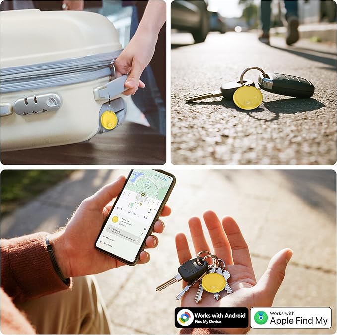 2025 Upgraded Dual-System Tracker for iOS or Android, Bluetooth Smart Tracking Tag/Luggage Tracker/Key Finder/Item Locator/Backpack/Bicycle,(Black)