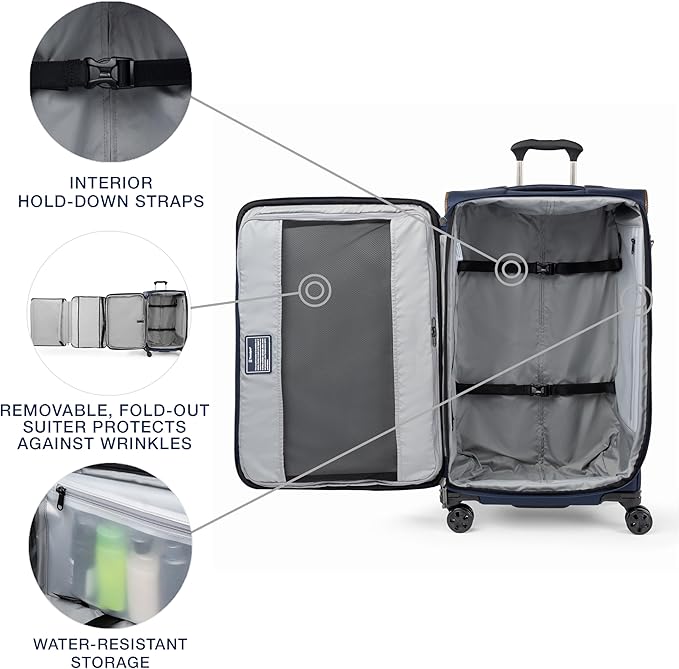Travelpro Crew Classic Lightweight Softside Expandable Checked Luggage, 8 Wheel Spinner Suitcase, TSA Lock, Men and Women, Checked Large 29-Inch, Patriot Blue