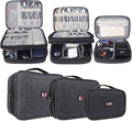 BUBM 3pcs Double Layer Electronic Organizer, Travel Gadgets Bag for Cables, External Flash Drive, Mouse, Memory Card, Power Bank and More, Compact and Multi-purpose, Black