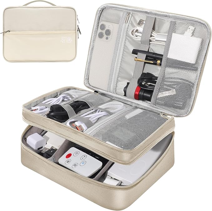 CILLA Electronic Organizer Travel Case, Travel Cord Organizer Case Portable Waterproof Cable Organizer Bag for Charger, Cord, USB, Power Bank, Earphone