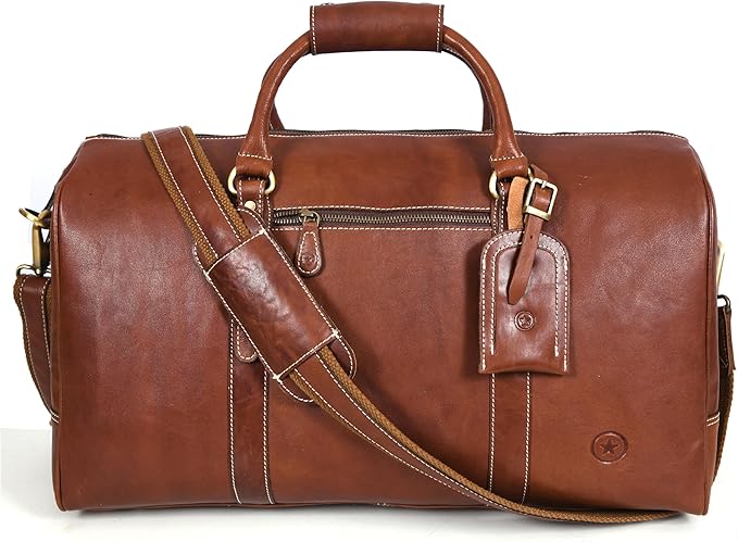 Leather Duffel Bag for Men & Women Travel, Weekend, Overnight, Gym Bag