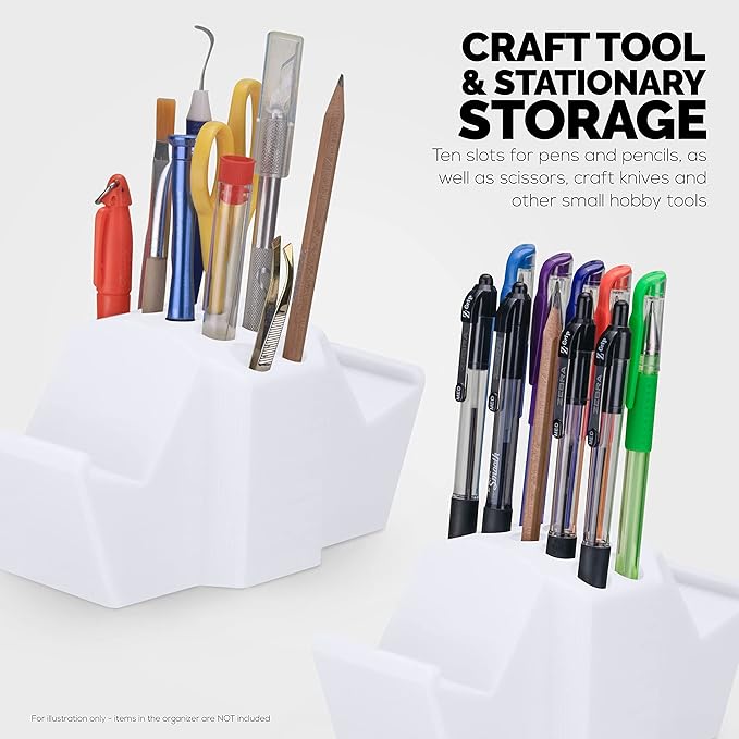 Game Controller Holder & Desktop Pen Organizer Stand With Ten Slots for Pens, Pencils, Stationery, Craft Tools & More - Universal Design for PS5 XBOX SERIES X ONE PS4 SWITCH PC Gamepads - D05 - White