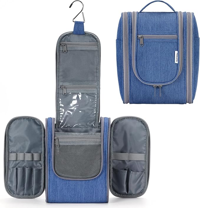 Narwey Small Hanging Travel Toiletry Bag Cosmetic Make up Organizer for Women and Men (Medium, Navy Blue)