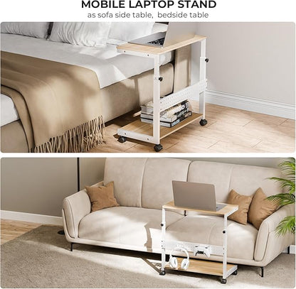 EUREKA ERGONOMIC PC Stand Computer Cart, Height Adjustable Tower Stand 2-Tier for ATX Case Printer, Rolling Cart on Wheels for Home Office Gaming