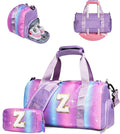 Birthday Gift for Granddaughter-Girl Gym Bag with Shoe Compartment, Kid Personalized Weekender Overnight Bags, Initial Travel Tote with Makeup Pouch, Christmas Gifts for Girls (Letter Z)