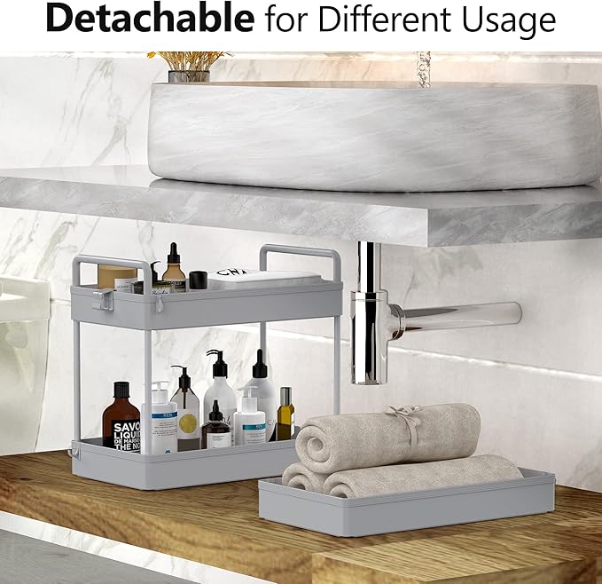 SOLEJAZZ 3 Tier Rolling Storage Cart with Wheels Slim Craft Nail Makeup Snack Art Baby Utility Cart Organizer on 2 Lockable Wheels for Bathroom Laundry Room Kitchen Bedside Narrow Spaces, Gray