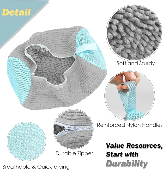 Shoe Washing Machine Bag,Laundry Shoe Bag for Washer and Dryer,Reusable Shoe Cleaning Bag for Sneakers,Tennis Shoes,With Self-locking Zipper, Microfiber Inside,Include Shoes Storage Bag