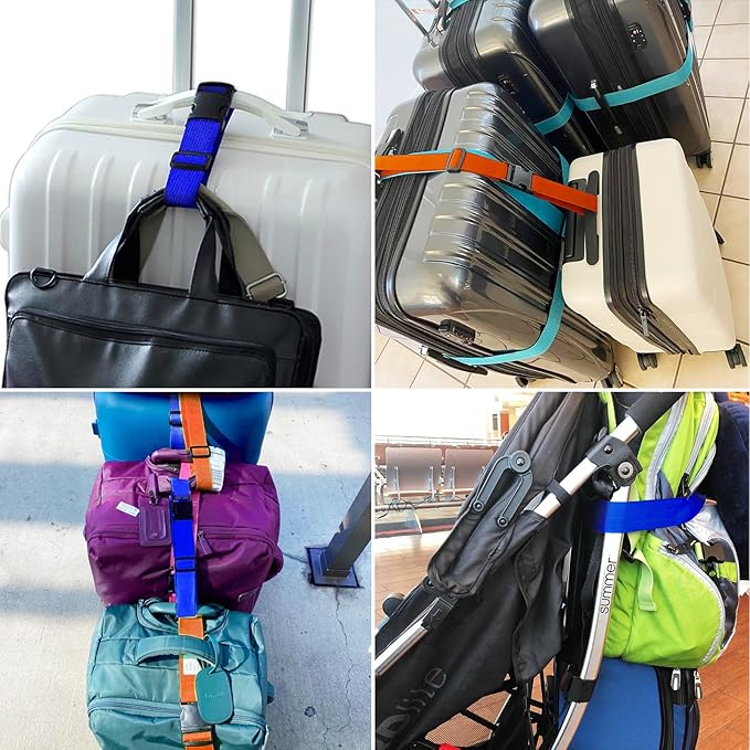 2Pack Luggage Straps for Suitcases, Travel Connector for Carry On Bag, Add Bag to Connect Two Suitcases, Adjustable Belt Attachment Accessories for Connect Your 3 Luggages, Yellow