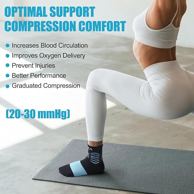 NEENCA Professional Compression Socks, Medical Athletic Ankle Socks for Injury Recovery & Pain Relief, Sports Protection, Circulation —1 Pair, 20-30 mmhg