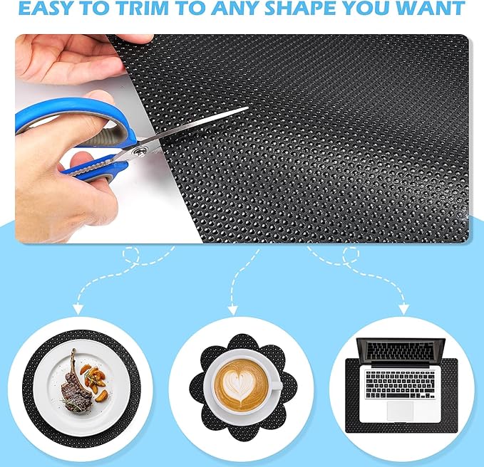 Drawer Liners, Waterproof Shelf Liner, Anti-Slip Non-Adhesive BPA Free Kitchen Cupboard Cabinet Liner Refridge Fridge Mats Sink Protector Strong Durable for Home (Black/19.7in x 20Ft)