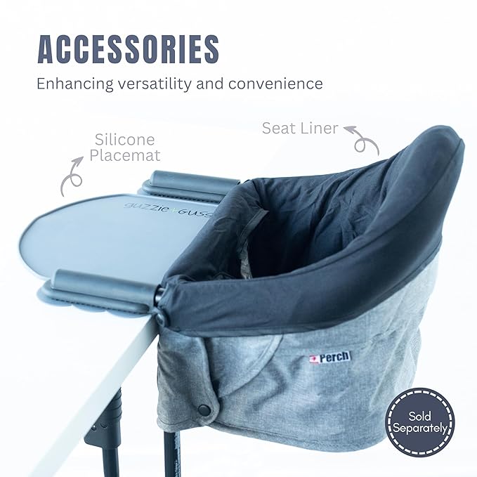 guzzie+Guss Portable Clip on High Chair for Baby Seat - Folding and Easy Setup for Travel, Home, Restaurants, Picnics - Machine Washable Fabric - Copper Blue