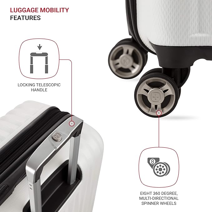 SwissGear 7272 Energie Expandable Hardside Luggage with Spinner Wheels and TSA Lock, White, 2-Piece Set (19/27)