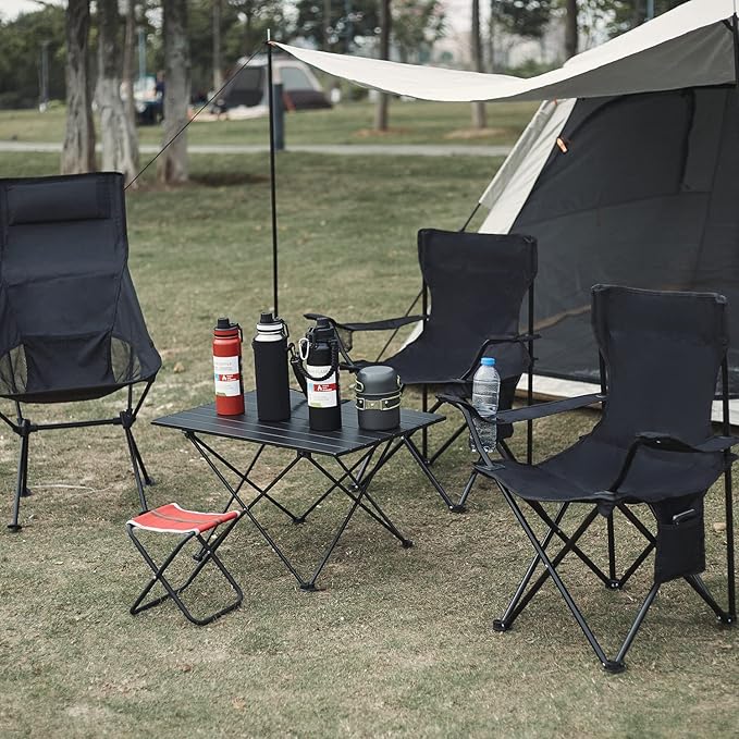 Damei century 4PCS Folding Camping Chairs-Lightweight, Installation-Free, Portable Chair for Beach, Lawn, Outdoor Sports