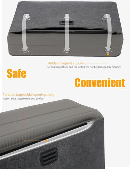 HYZUO 15 Inch Laptop Sleeve with Adjustable Stand Feature for MacBook Air 15 M4 A3241 M3 A3114 M2 A2941 2025-2023, MacBook Pro 15, 15" Surface Laptop 7/6/5/4, with Carrying Pouch, Space Gray