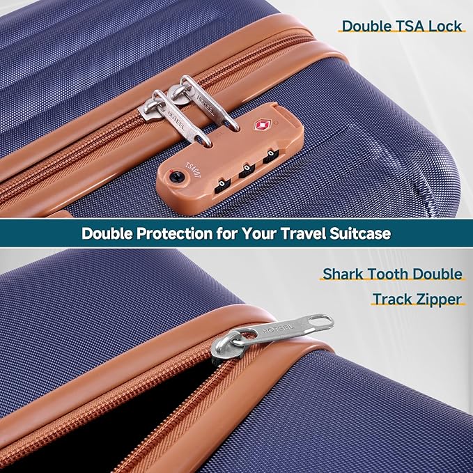 Hoteel Luggage 6-piece Set, 360° Universal Suitcases with Wheels Hard Shell Suitcase with TSA Lock, Including Waterproof Luggage Bag, Travel Maletas for Men and Women,Blue(16/20/24/28Inch)