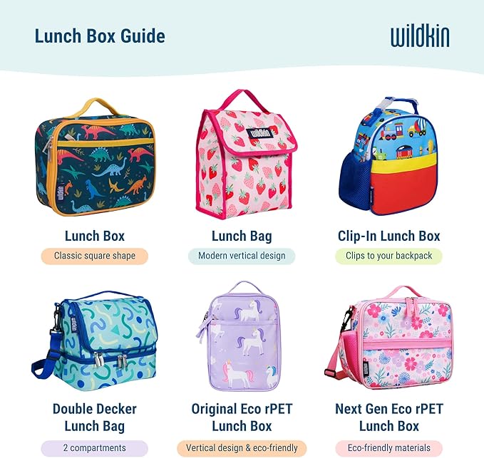 Wildkin Kids Insulated Lunch Box – Durable and Reusable for School & Travel - Horses in Pink